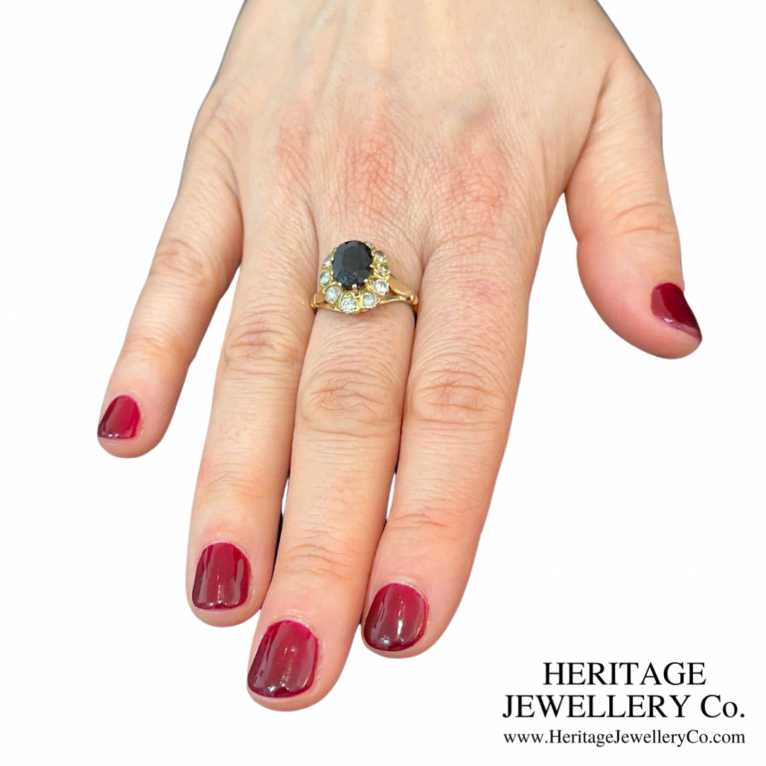 Vintage Sapphire and Diamond Cluster Ring