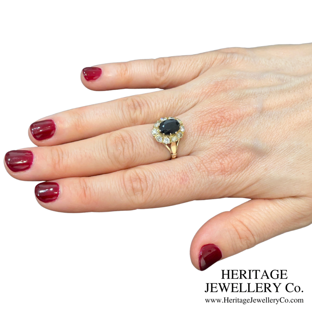 Vintage Sapphire and Diamond Cluster Ring