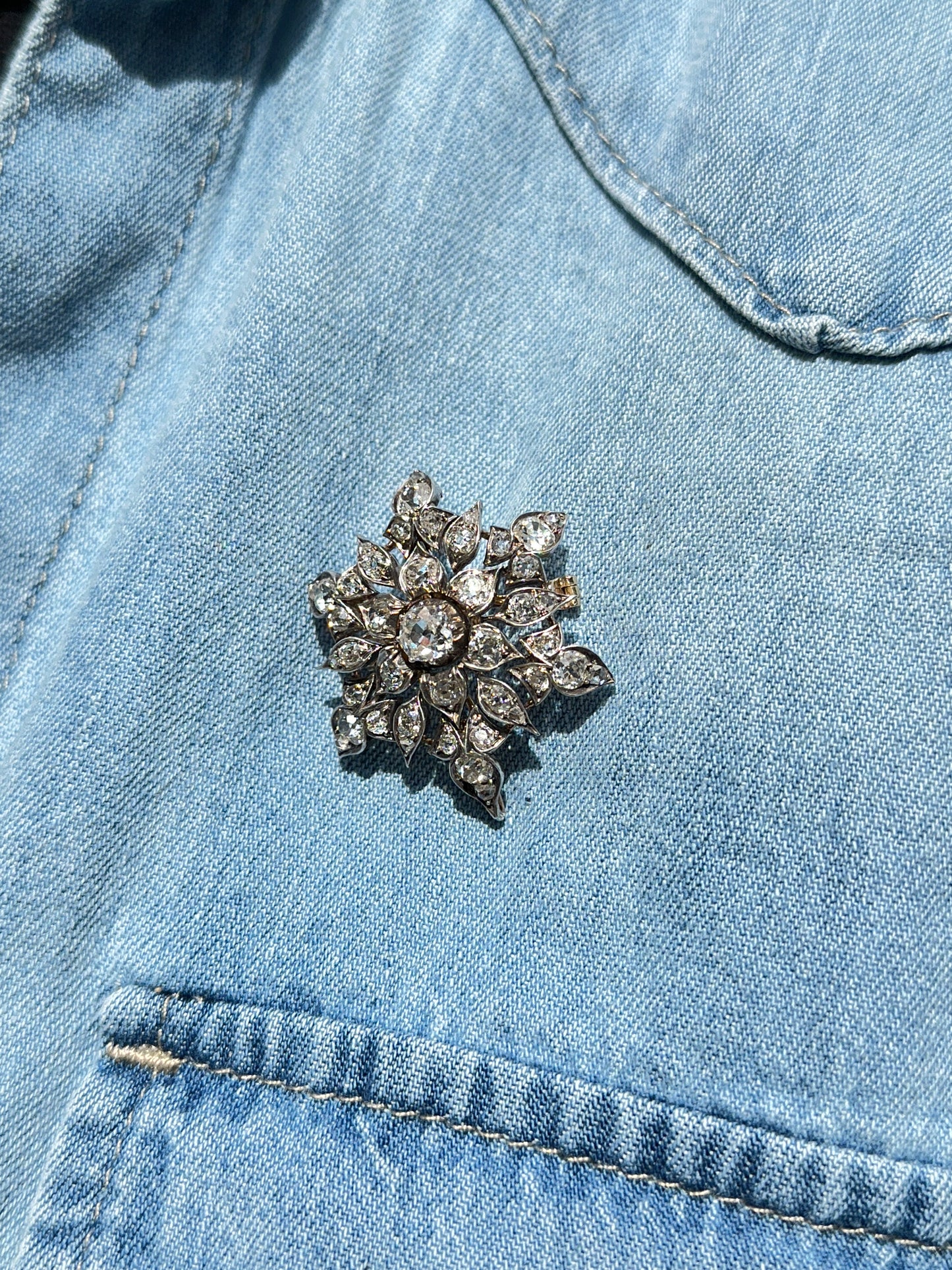 Victorian Diamond Snowflake Brooch / Pendant (c. 4.50ct)