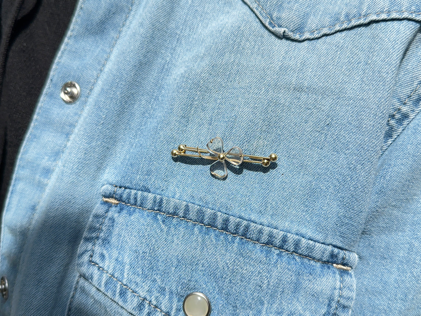 Antique Rock Crystal Shamrock Brooch