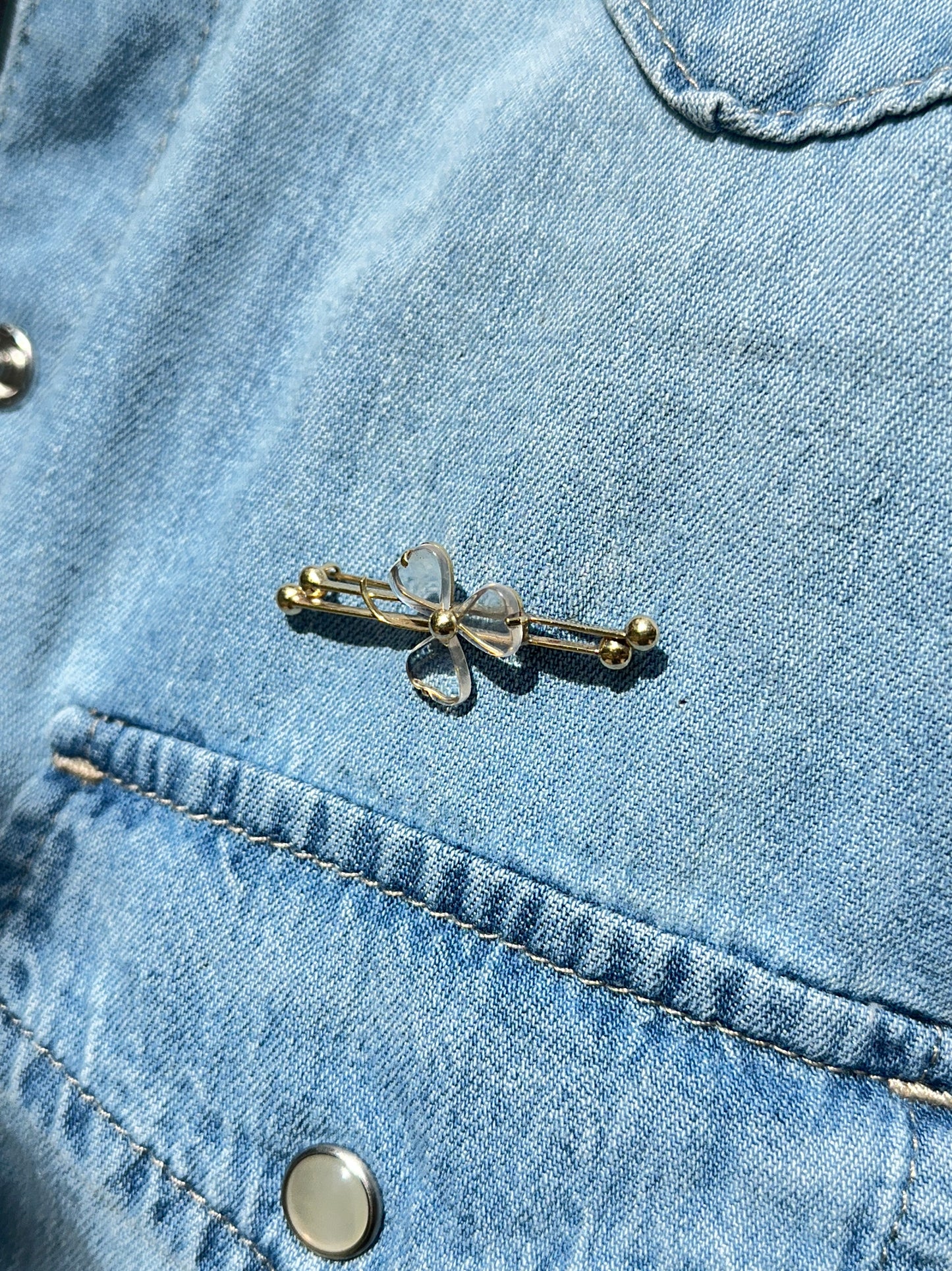 Antique Rock Crystal Shamrock Brooch