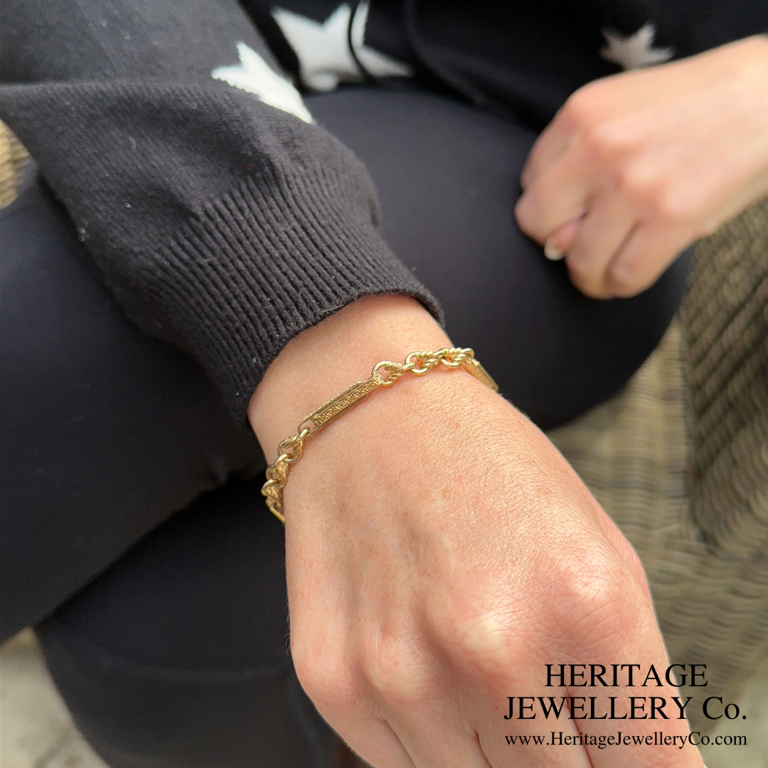 Edwardian Fancy Link Gold Bracelet (9ct Gold)
