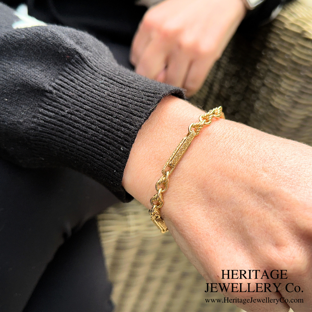 Edwardian Fancy Link Gold Bracelet (9ct Gold)