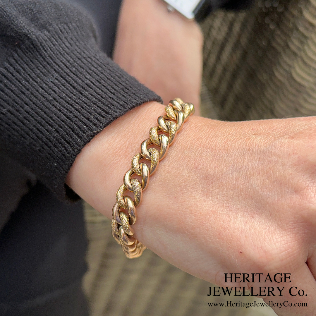 Antique "Night and Day" Gold Curb Bracelet