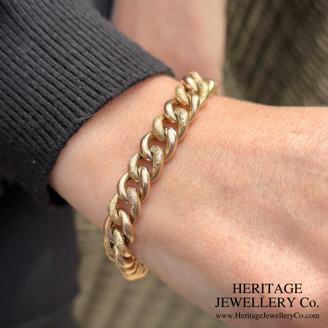 Antique "Night and Day" Gold Curb Bracelet