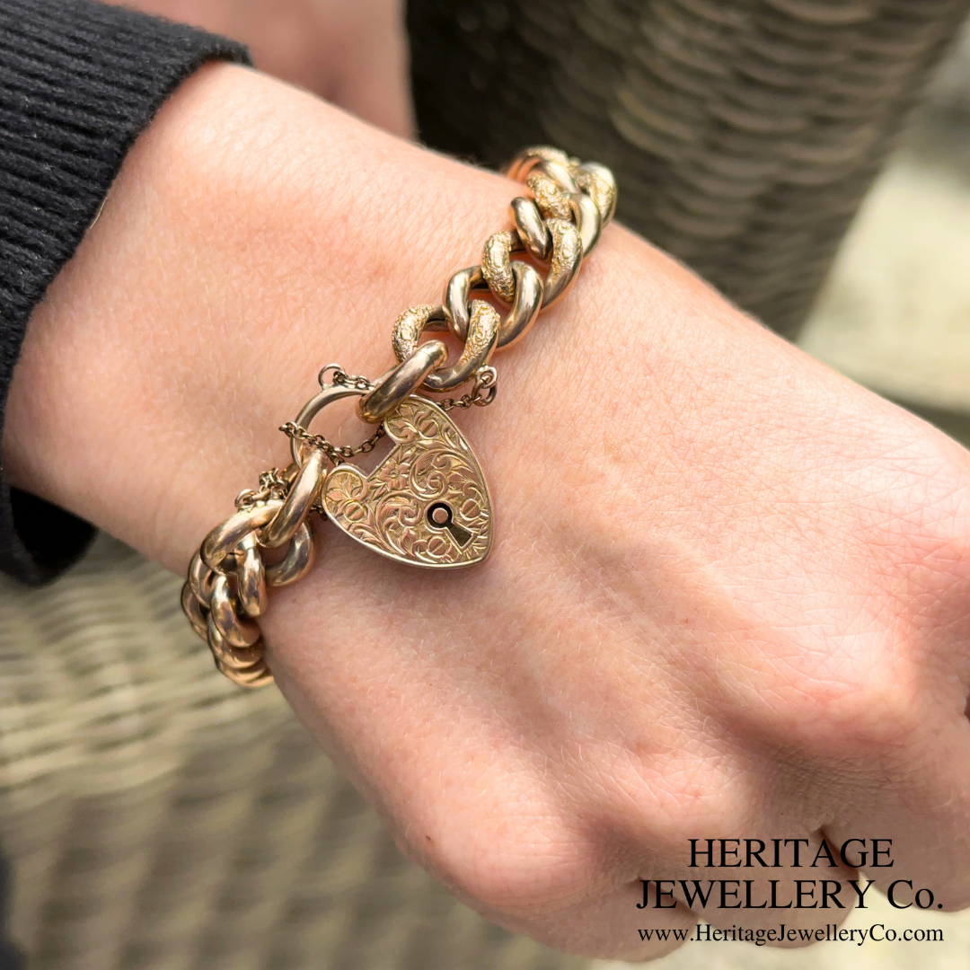 Antique "Night and Day" Gold Curb Bracelet