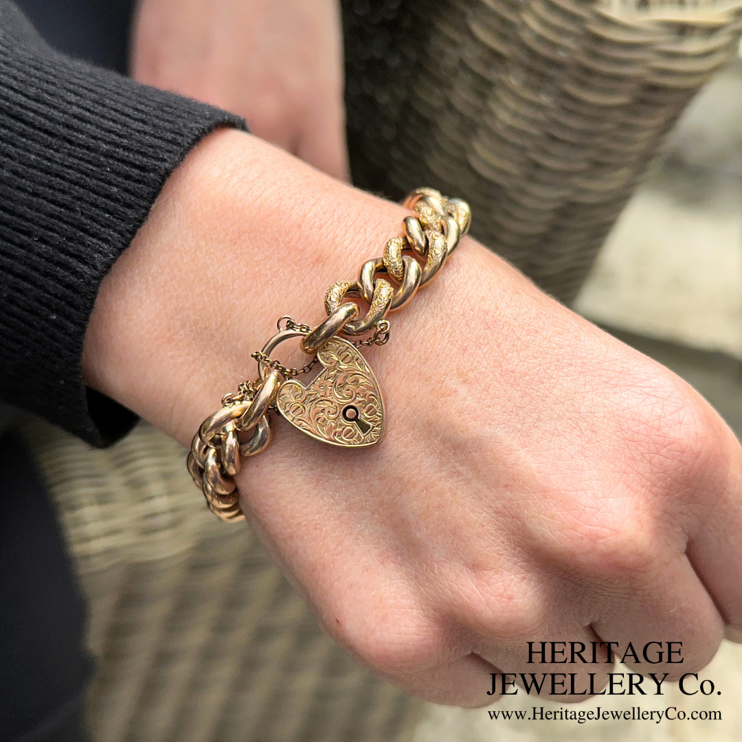 Antique "Night and Day" Gold Curb Bracelet