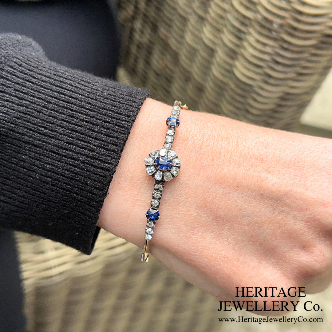 Antique Sapphire & Diamond Bangle (18ct Gold)