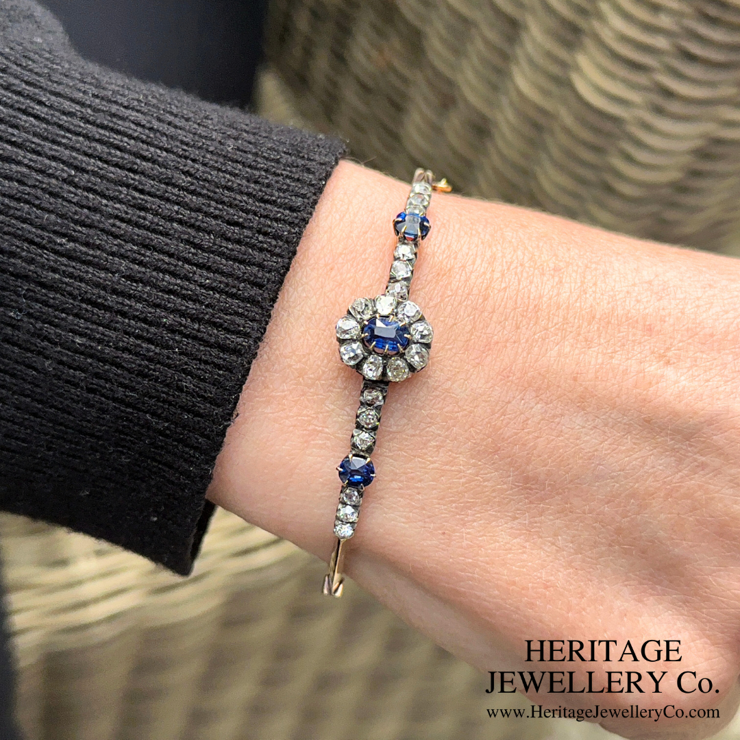 Antique Sapphire & Diamond Bangle (18ct Gold)