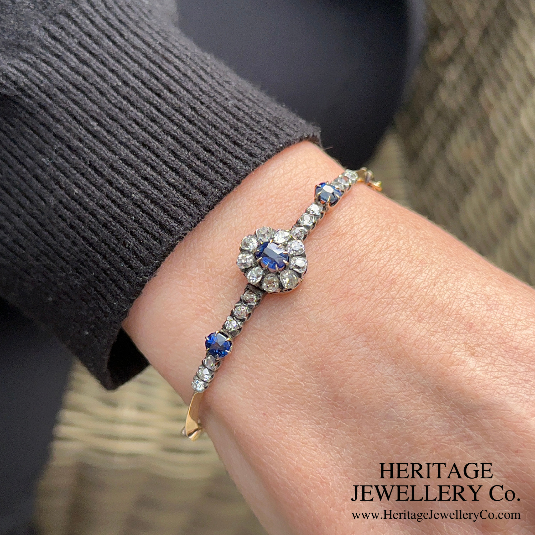 Antique Sapphire & Diamond Bangle (18ct Gold)