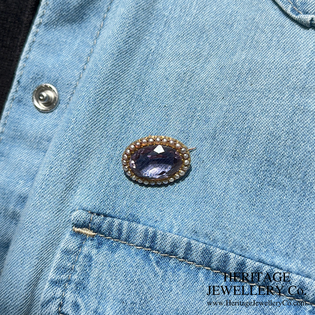 Victorian Amethyst and Pearl Brooch