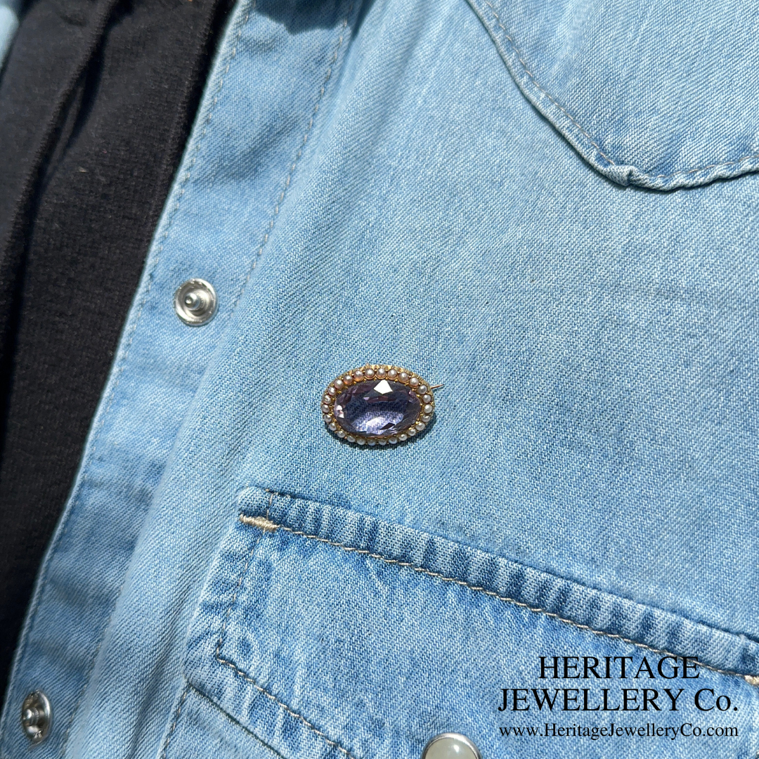 Victorian Amethyst and Pearl Brooch