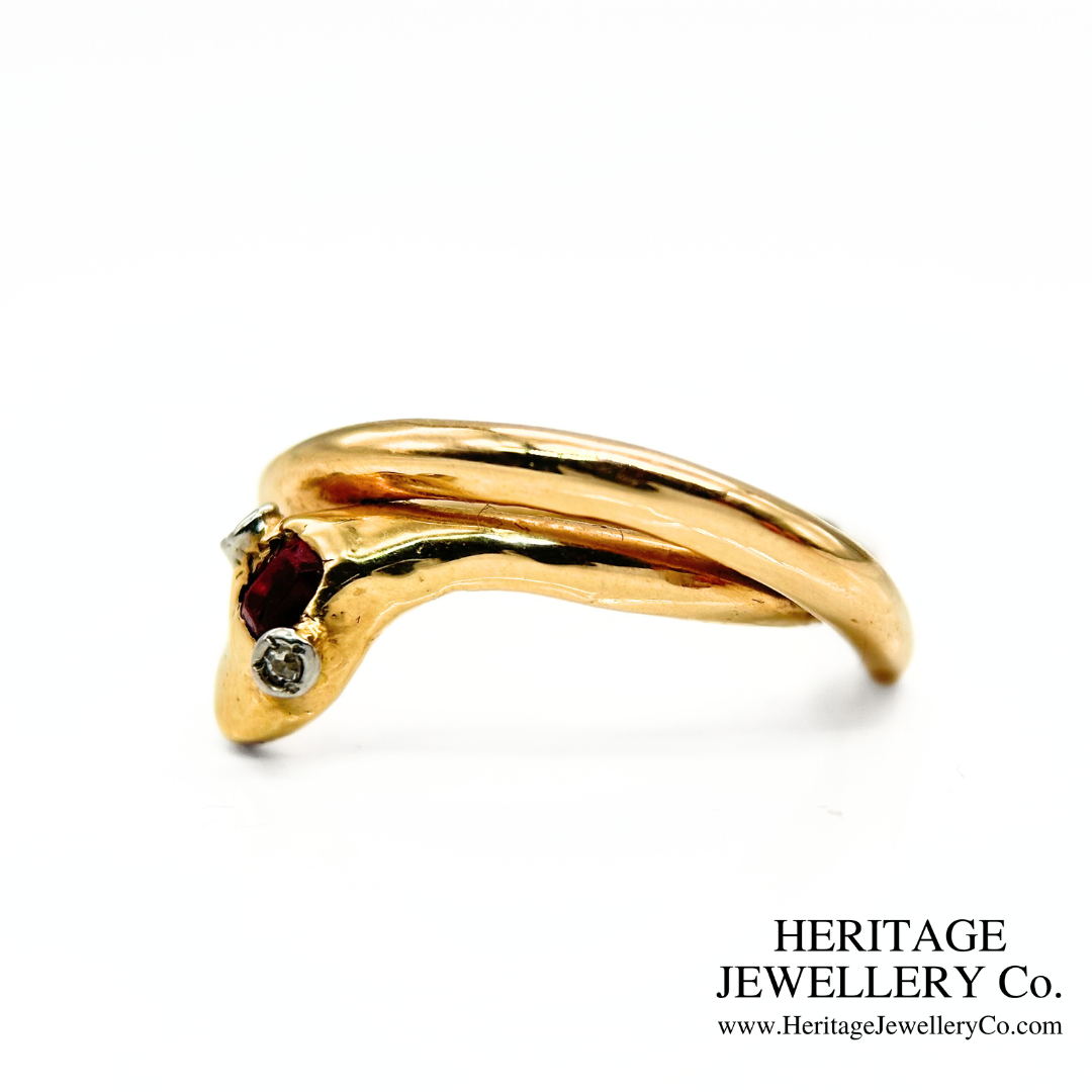 Antique 18K Gold Snake Ring