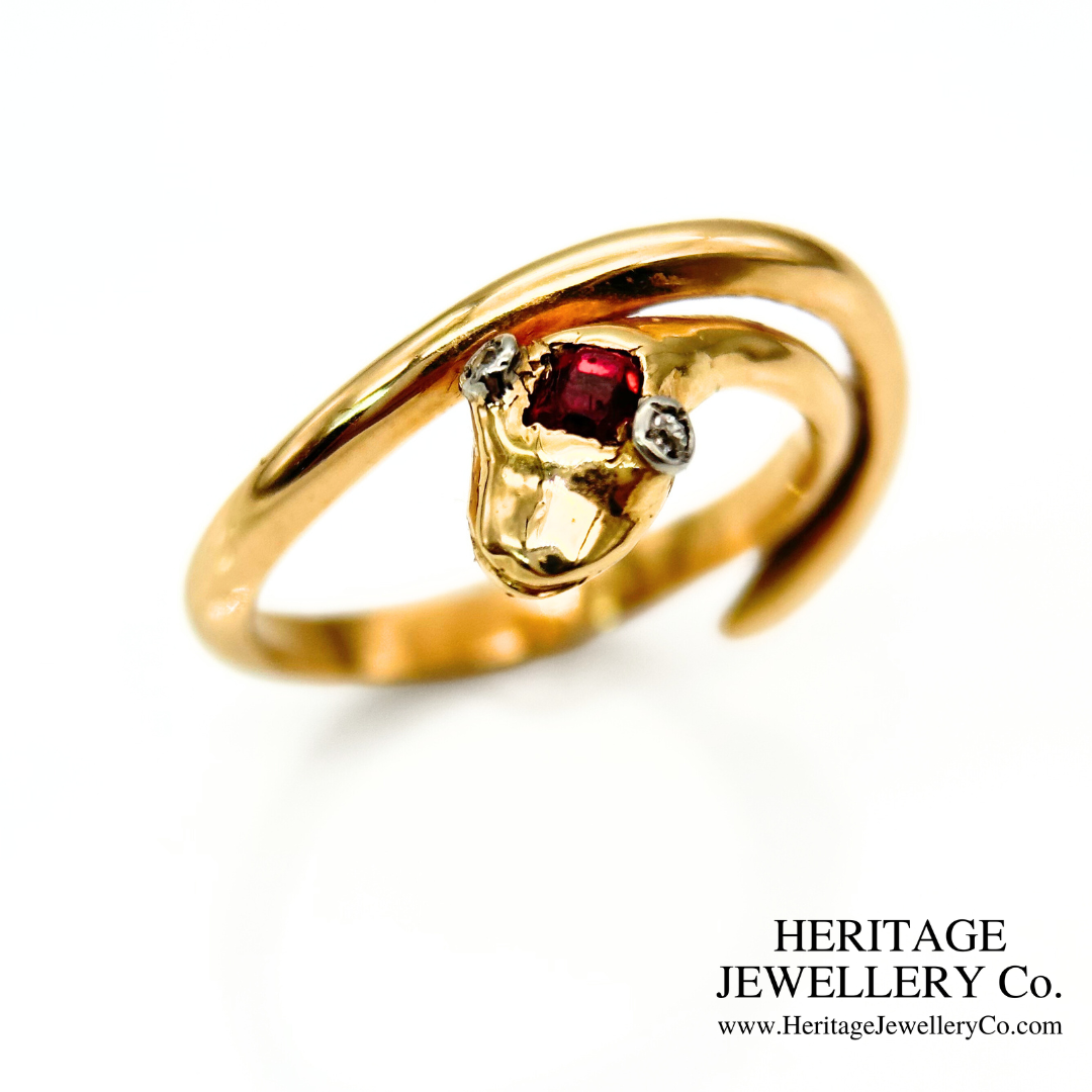 Antique 18K Gold Snake Ring