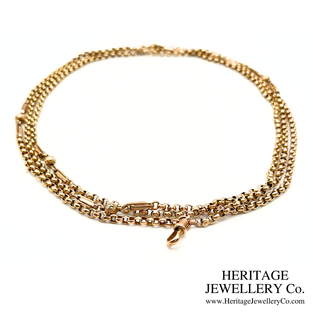 Antique Gold Fancy Long Guard Chain (9ct Gold)
