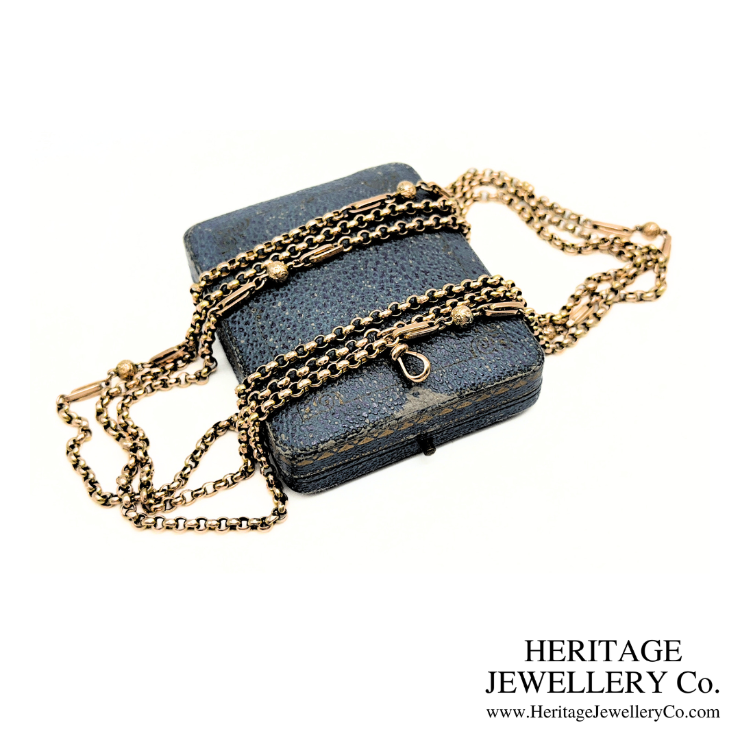 Antique Gold Fancy Long Guard Chain (9ct Gold)