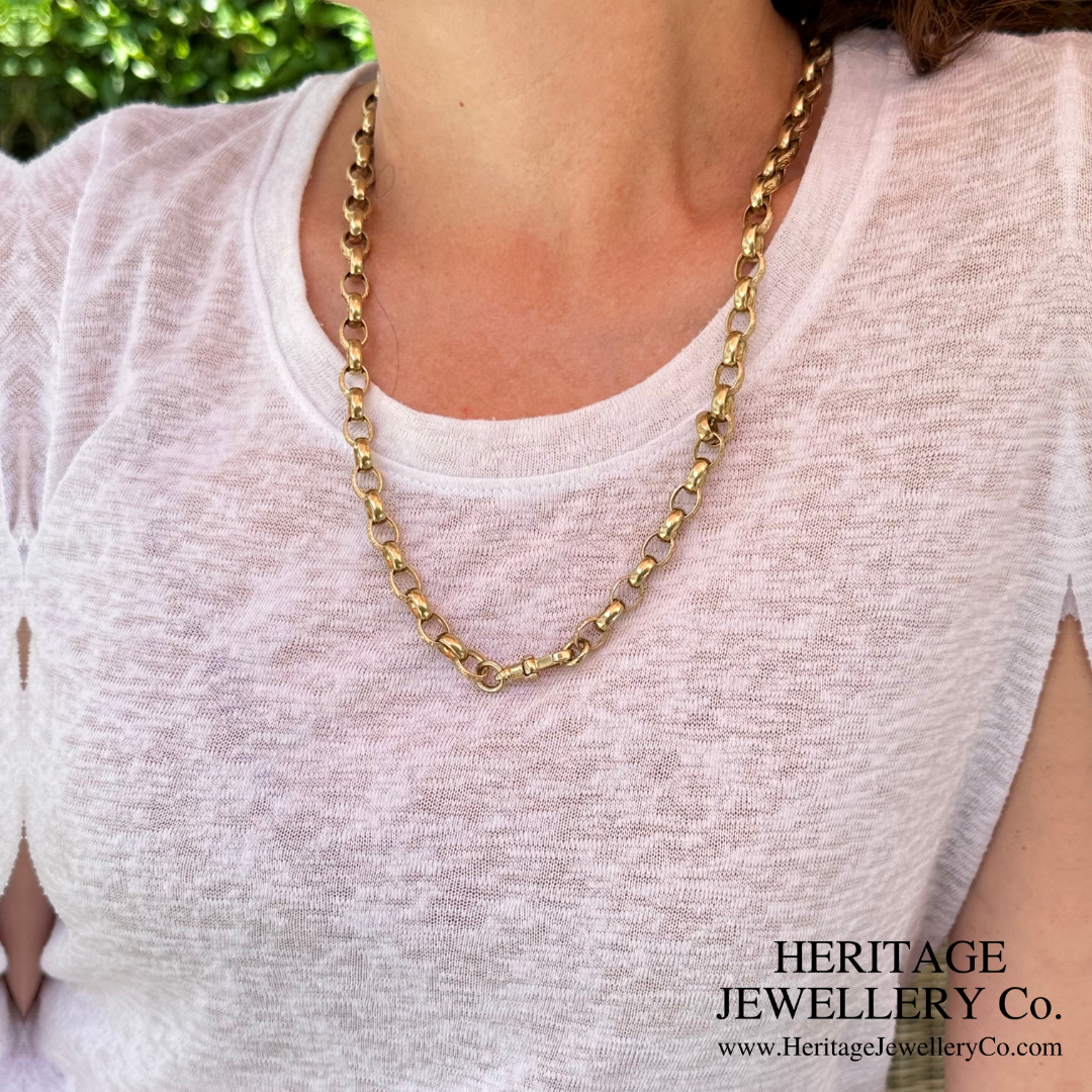 Antique Engraved Gold Link Chain