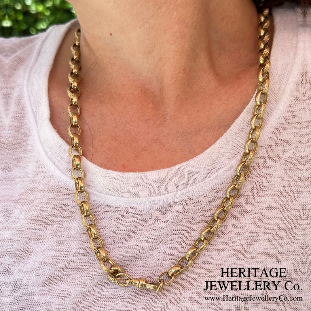 Antique Engraved Gold Link Chain