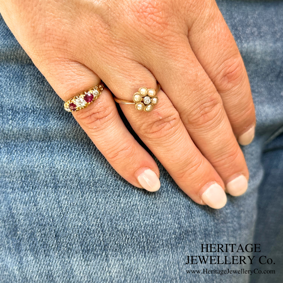 Antique Pearl & Diamond Cluster Ring