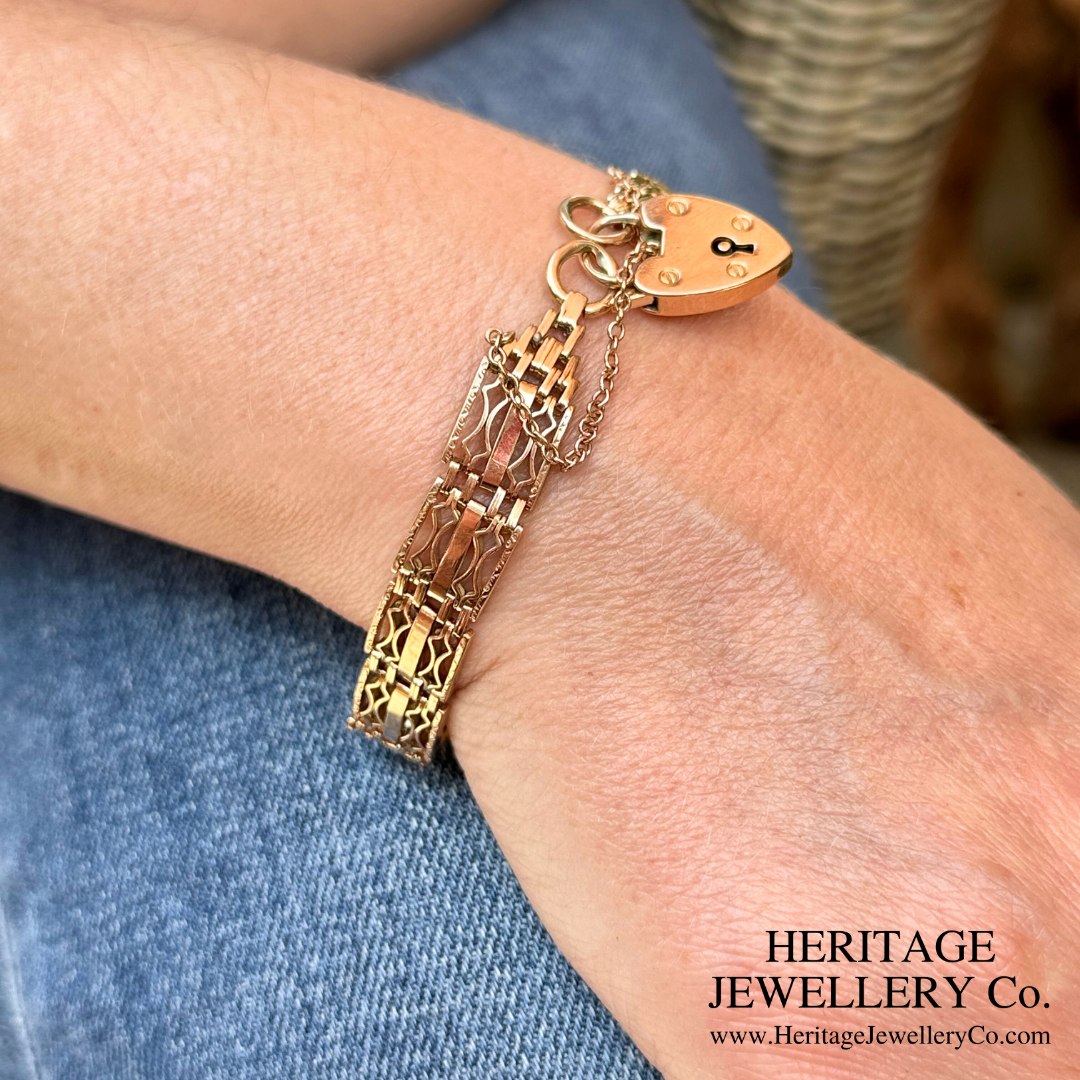 RESERVED - Vintage Rose Gold Gate Bracelet