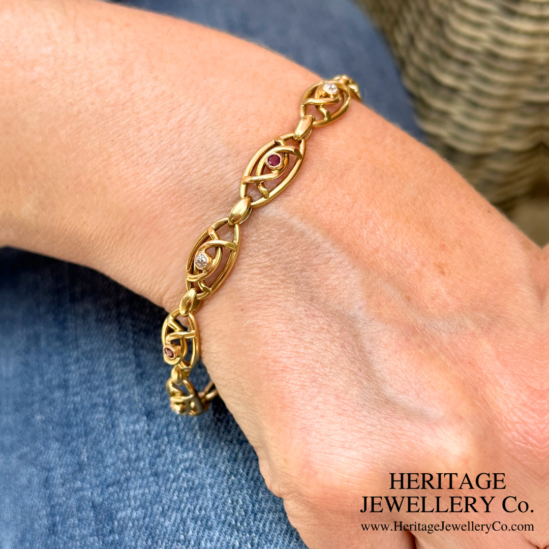 Art Nouveau Ruby & Diamond Bracelet