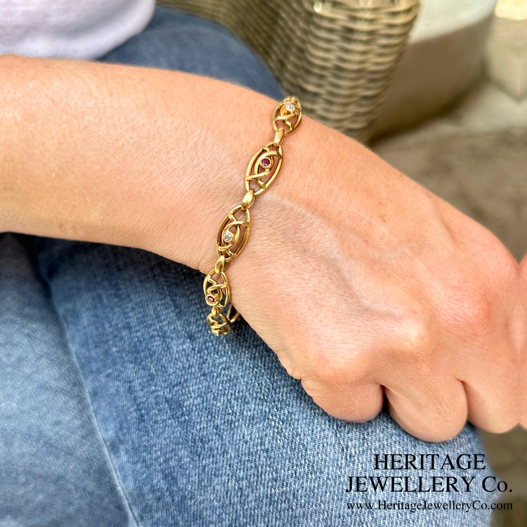 Art Nouveau Ruby & Diamond Bracelet