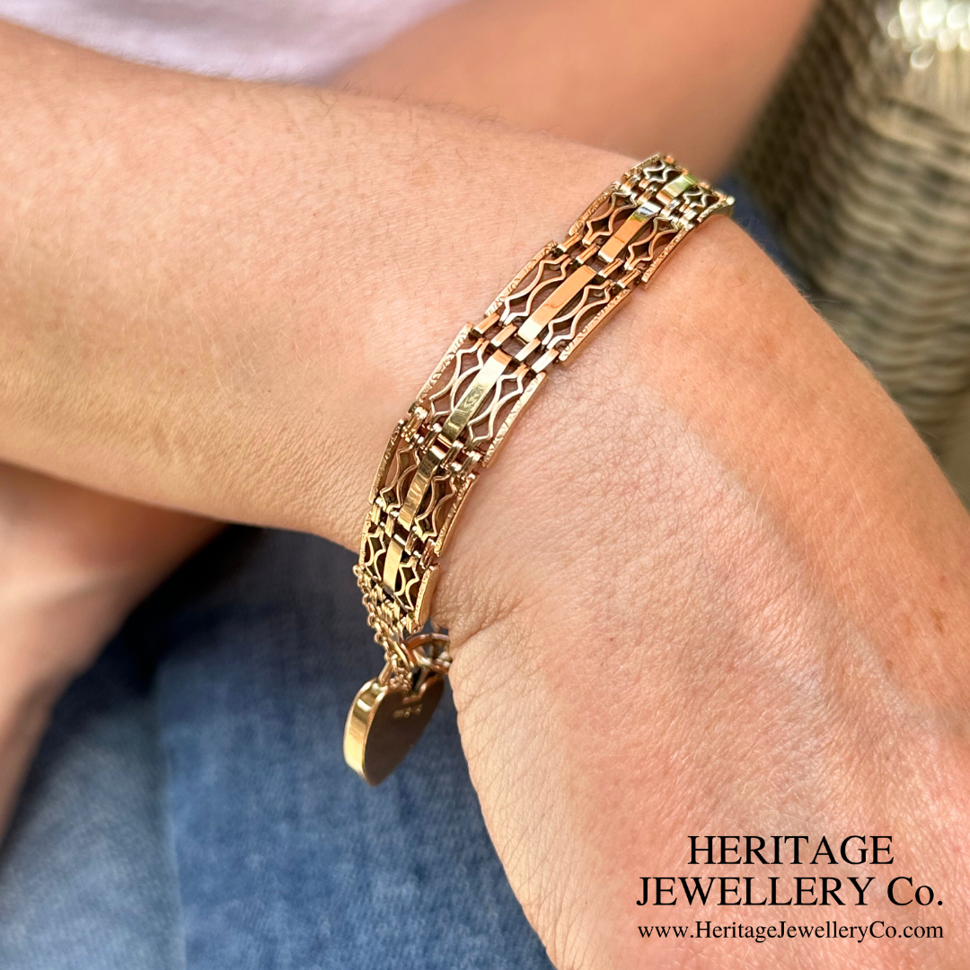 RESERVED - Vintage Rose Gold Gate Bracelet