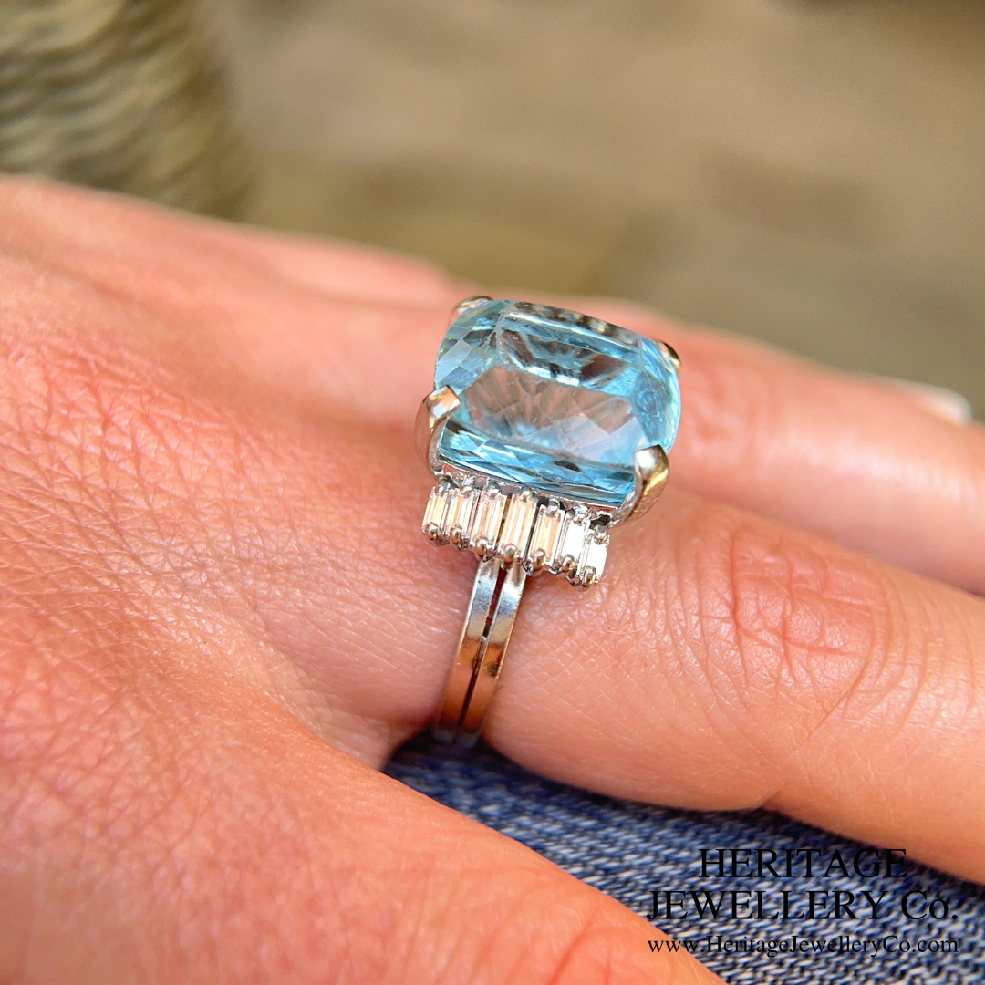 Fine Aquamarine & Diamond Cocktail Ring