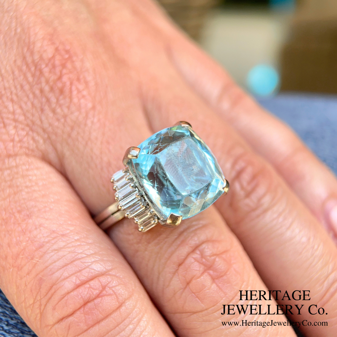 Fine Aquamarine & Diamond Cocktail Ring