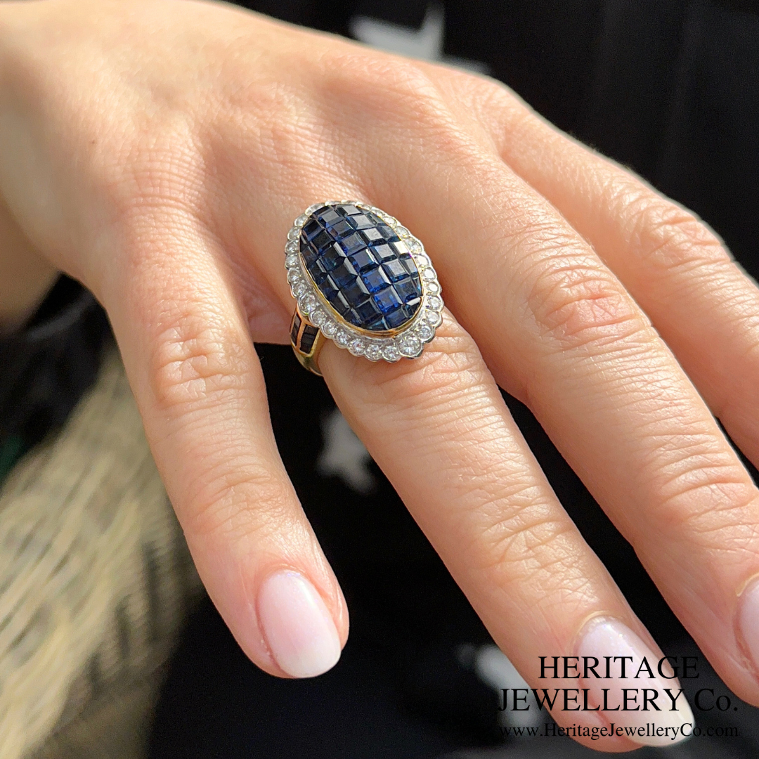 Mystery-set Sapphire and Diamond Ring