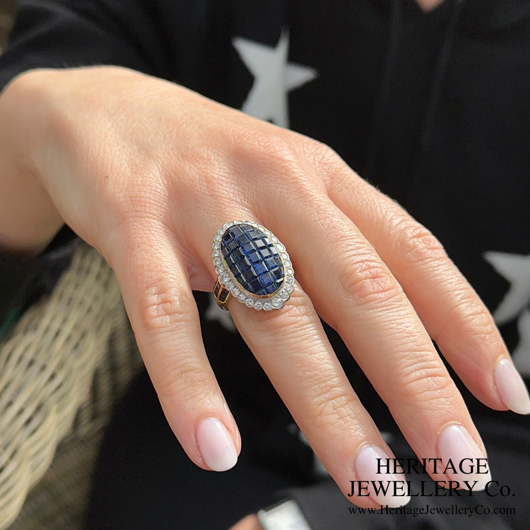 Mystery-set Sapphire and Diamond Ring