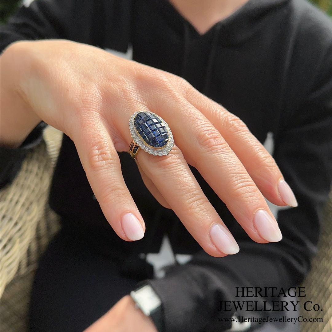 Mystery-set Sapphire and Diamond Ring
