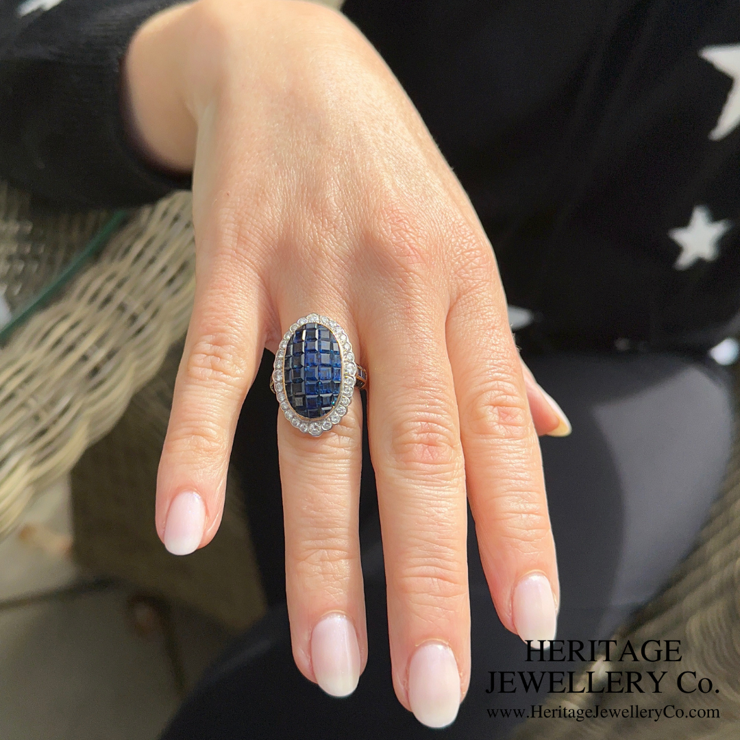 Mystery-set Sapphire and Diamond Ring