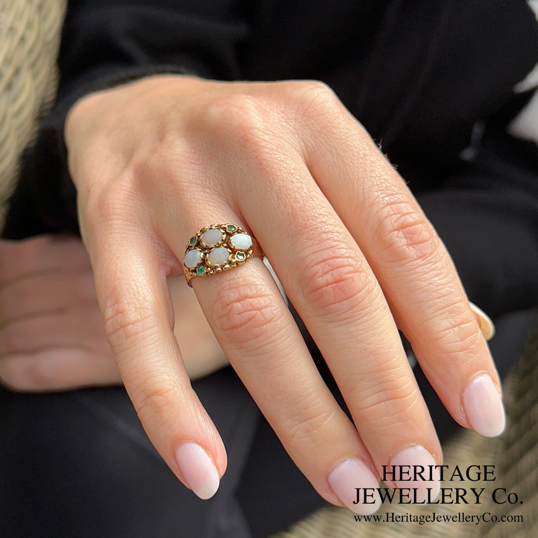 Antique Opal and Emerald Ring