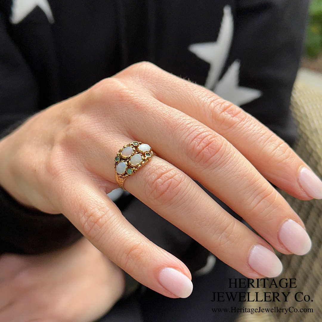 Antique Opal and Emerald Ring
