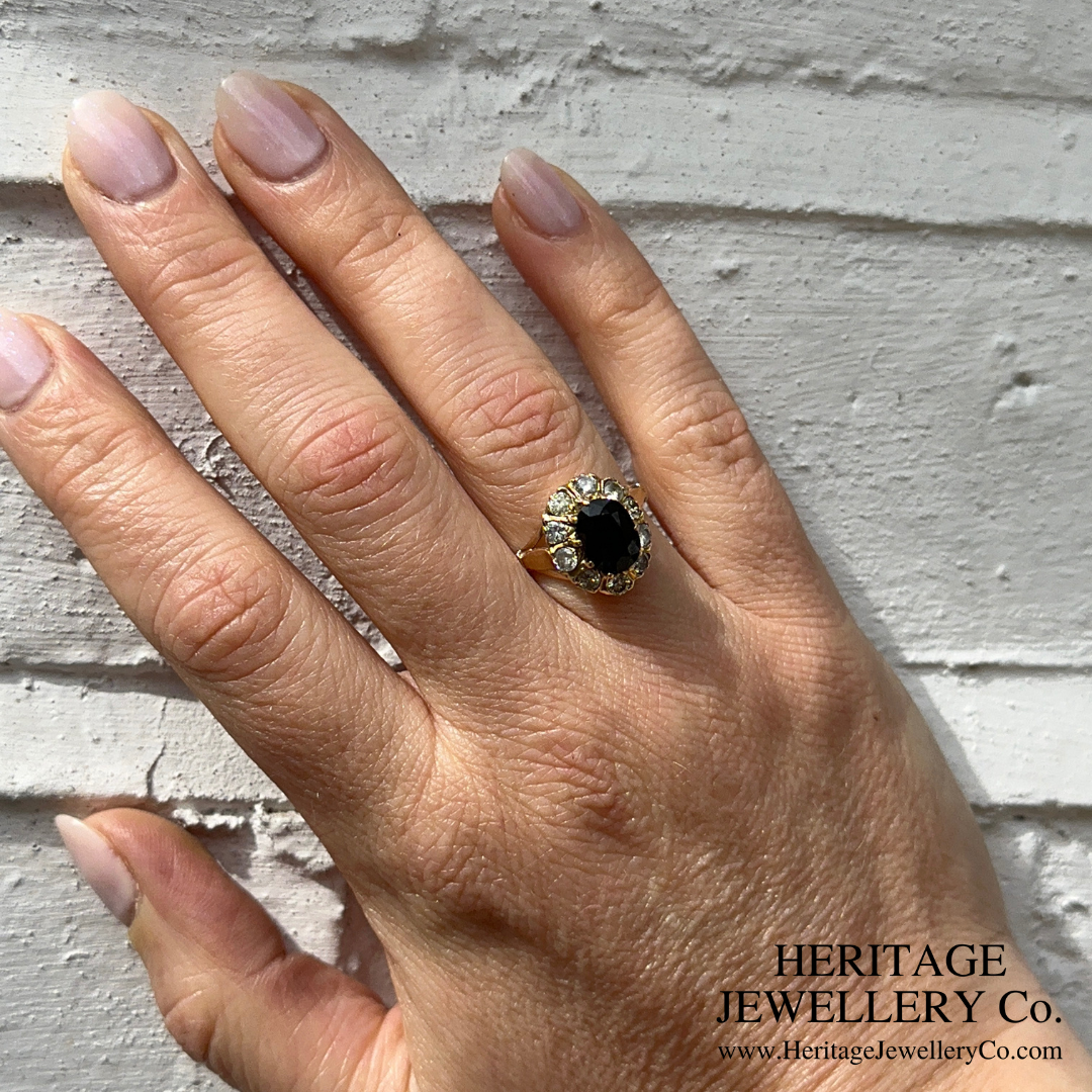 Vintage Sapphire and Diamond Cluster Ring