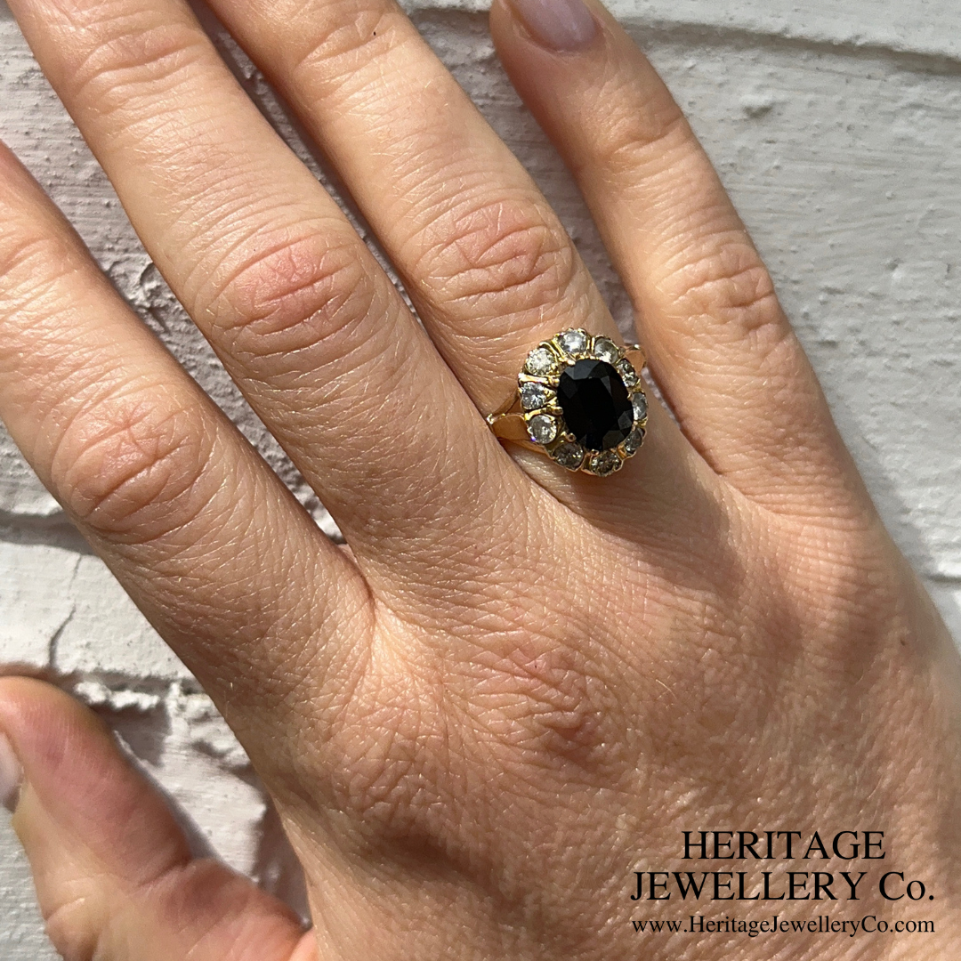 Vintage Sapphire and Diamond Cluster Ring