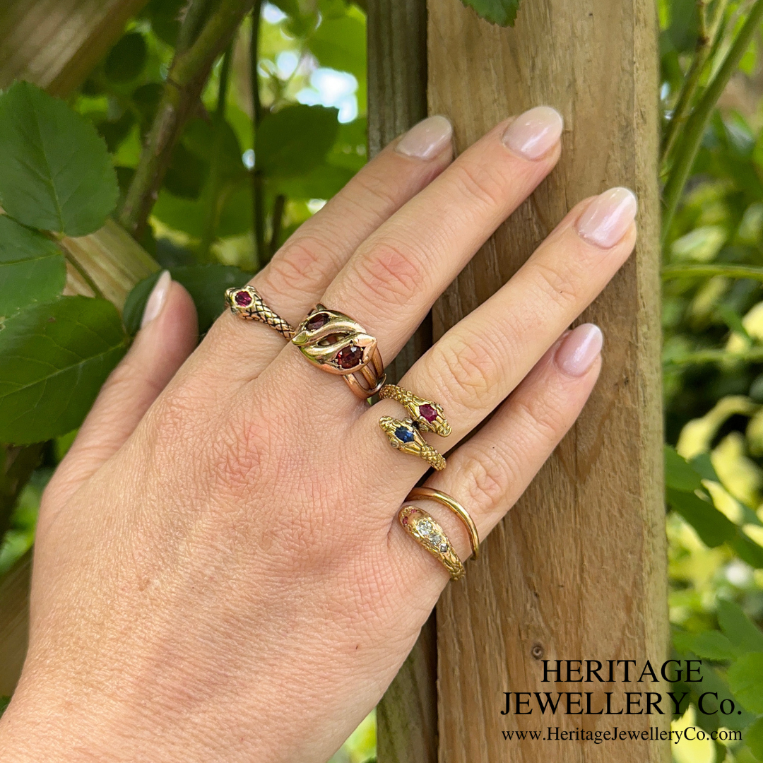 RESERVED - Antique Ruby and Diamond Snake Ring