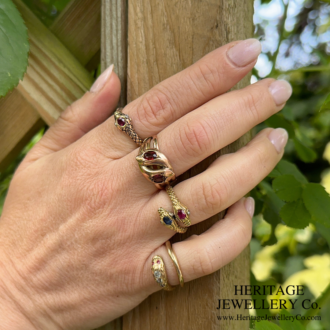 RESERVED - Antique Ruby and Diamond Snake Ring