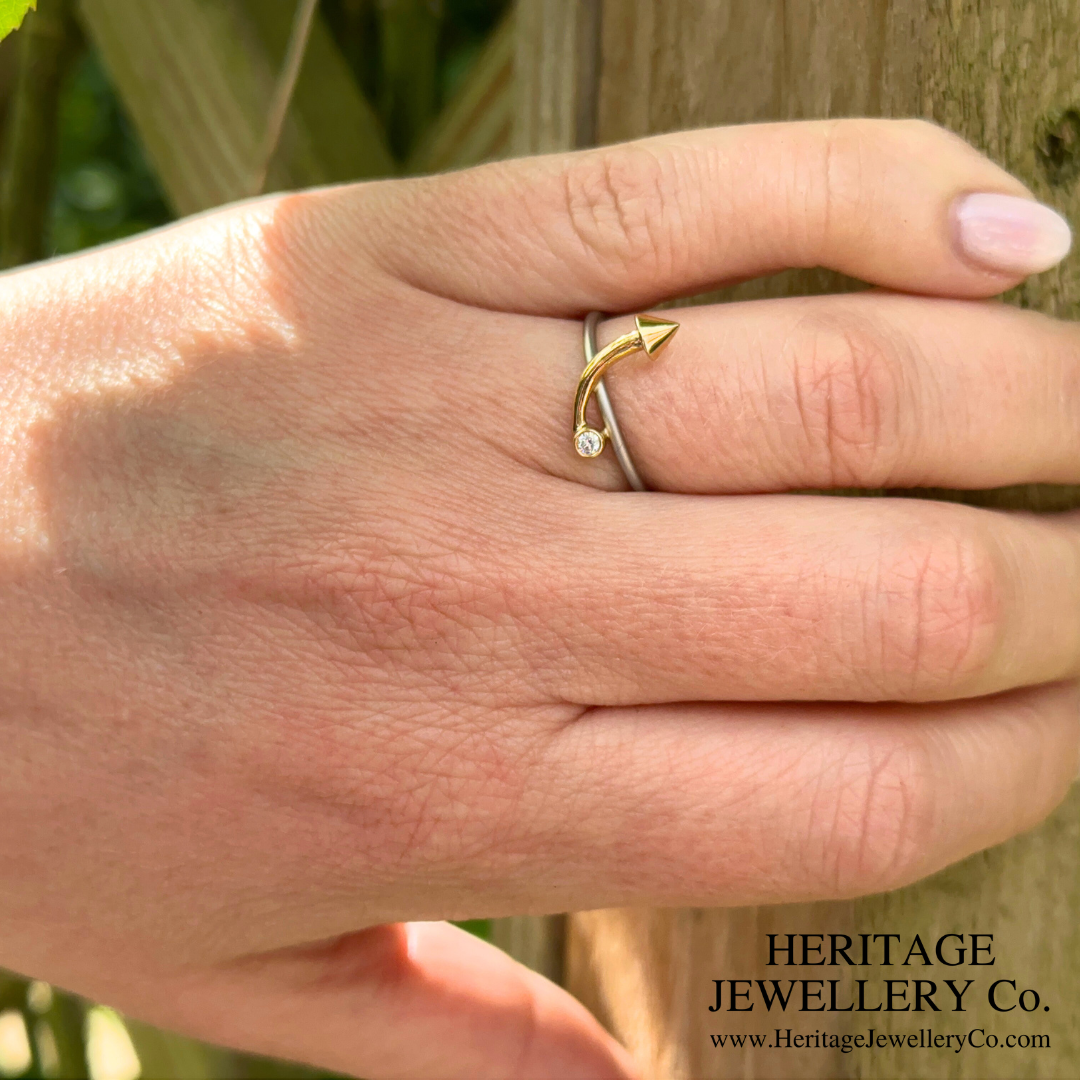 Platinum and Gold Diamond Arrow Ring