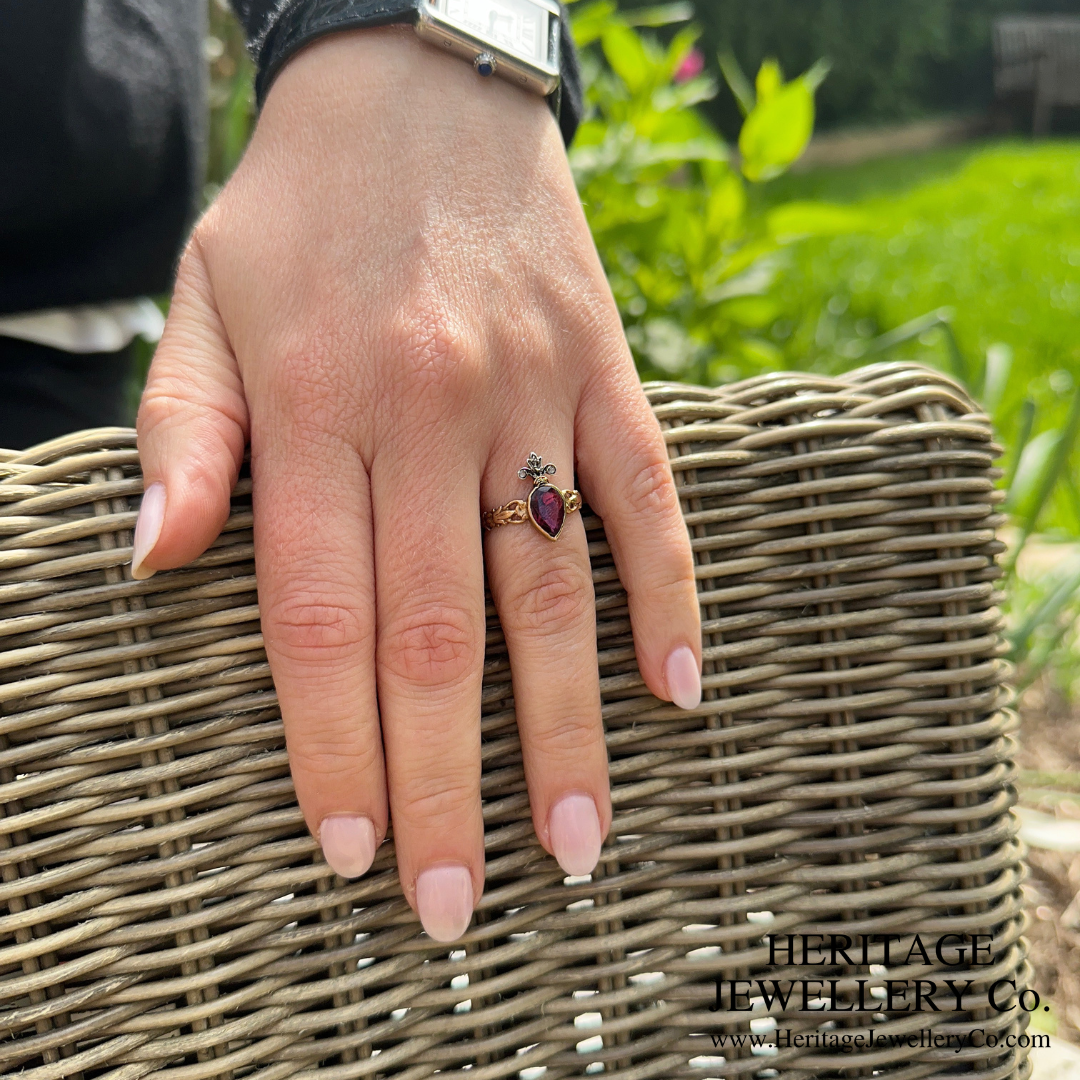 Georgian Garnet and Diamond Duchesse Ring