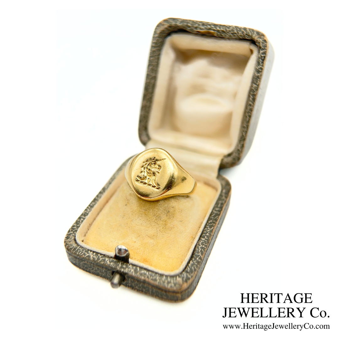 Vintage Gold Intaglio Signet Ring (18ct Gold)