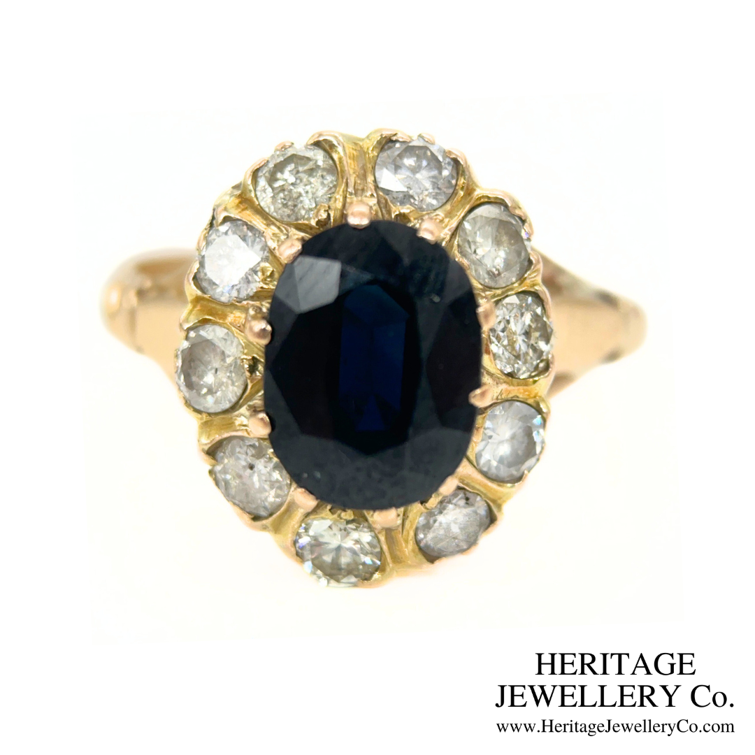 Vintage Sapphire and Diamond Cluster Ring