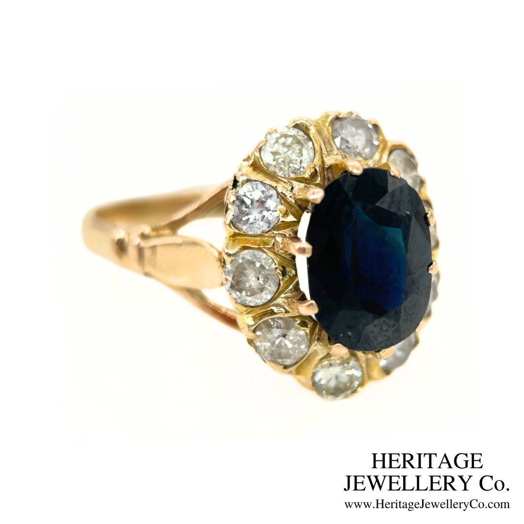 Vintage Sapphire and Diamond Cluster Ring