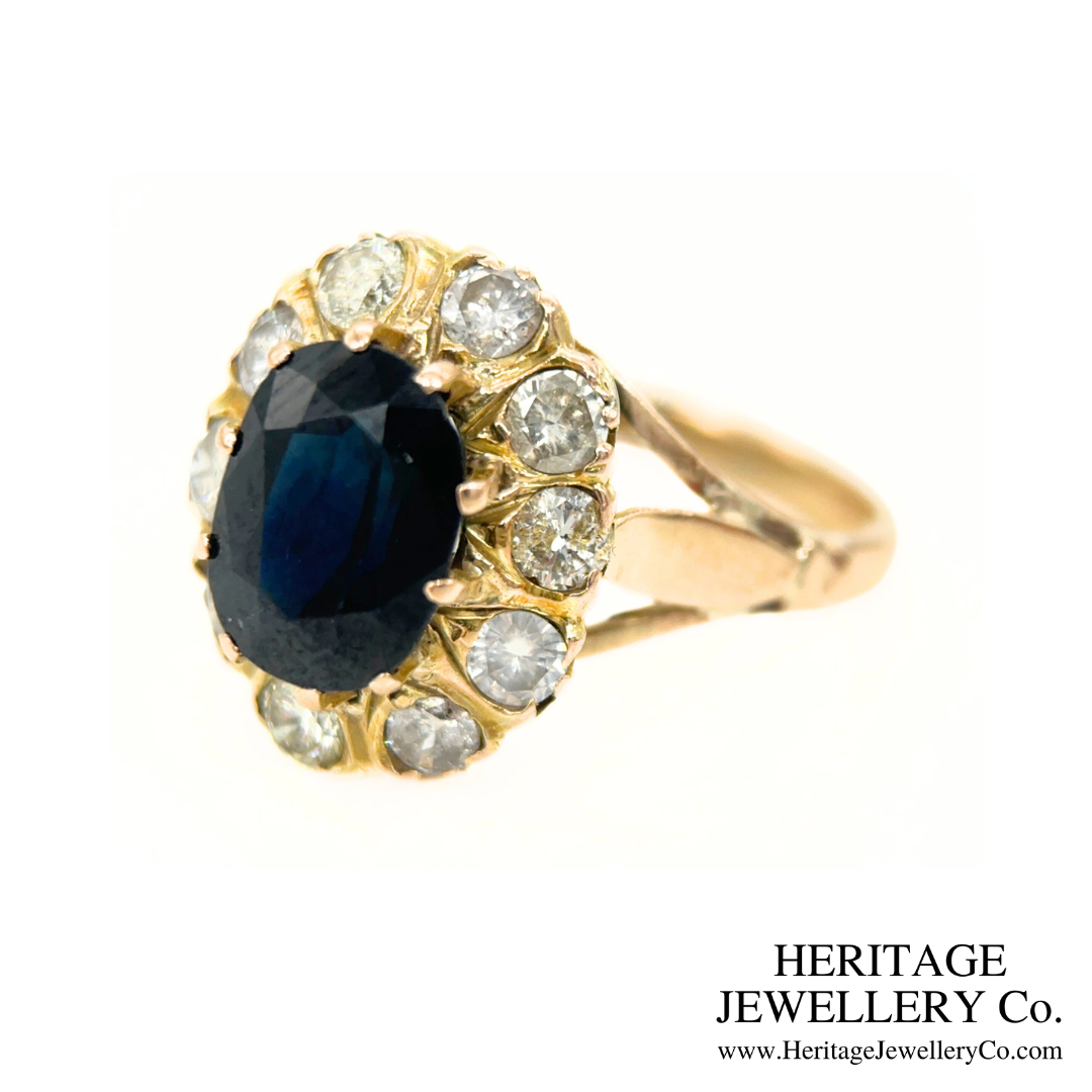 Vintage Sapphire and Diamond Cluster Ring