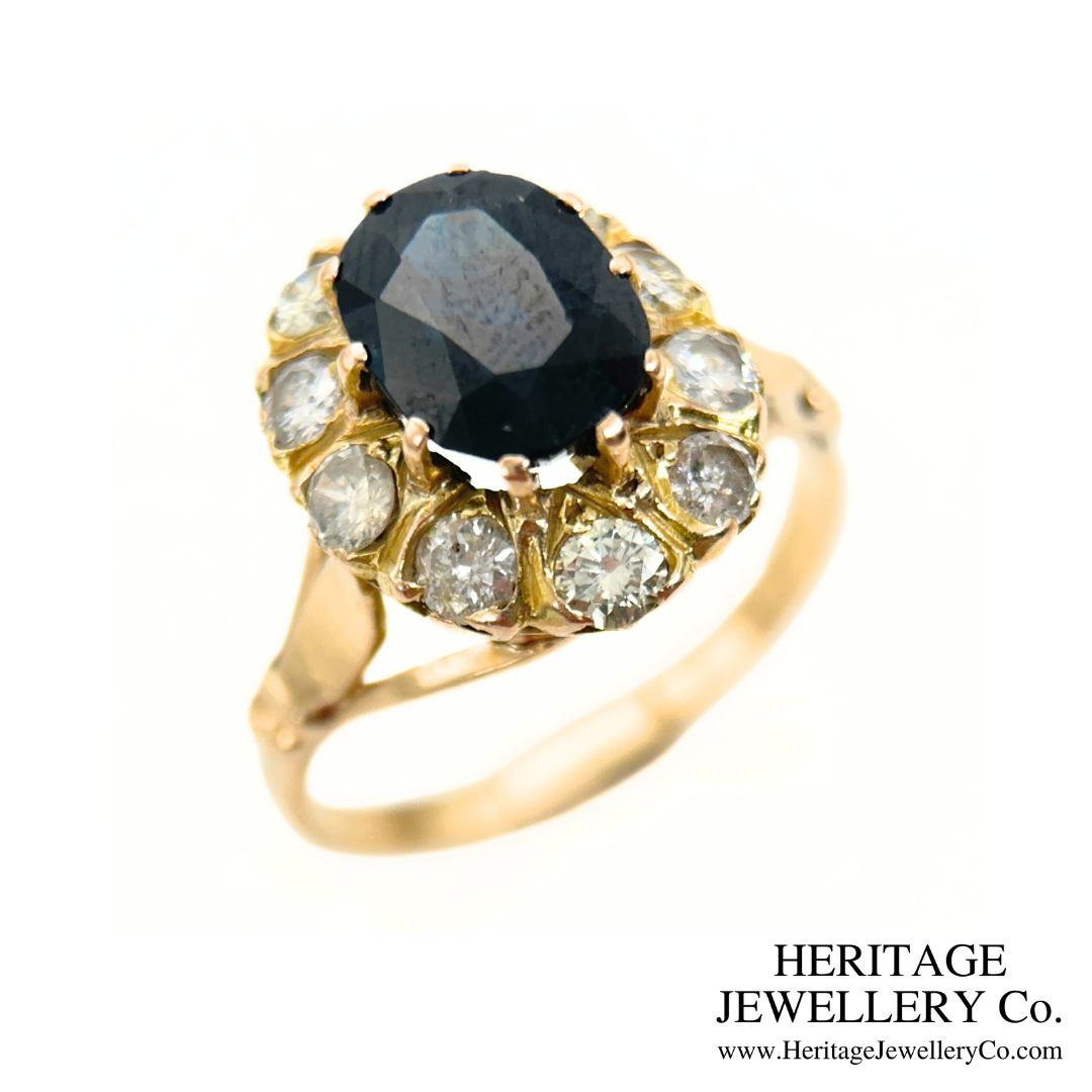 Vintage Sapphire and Diamond Cluster Ring