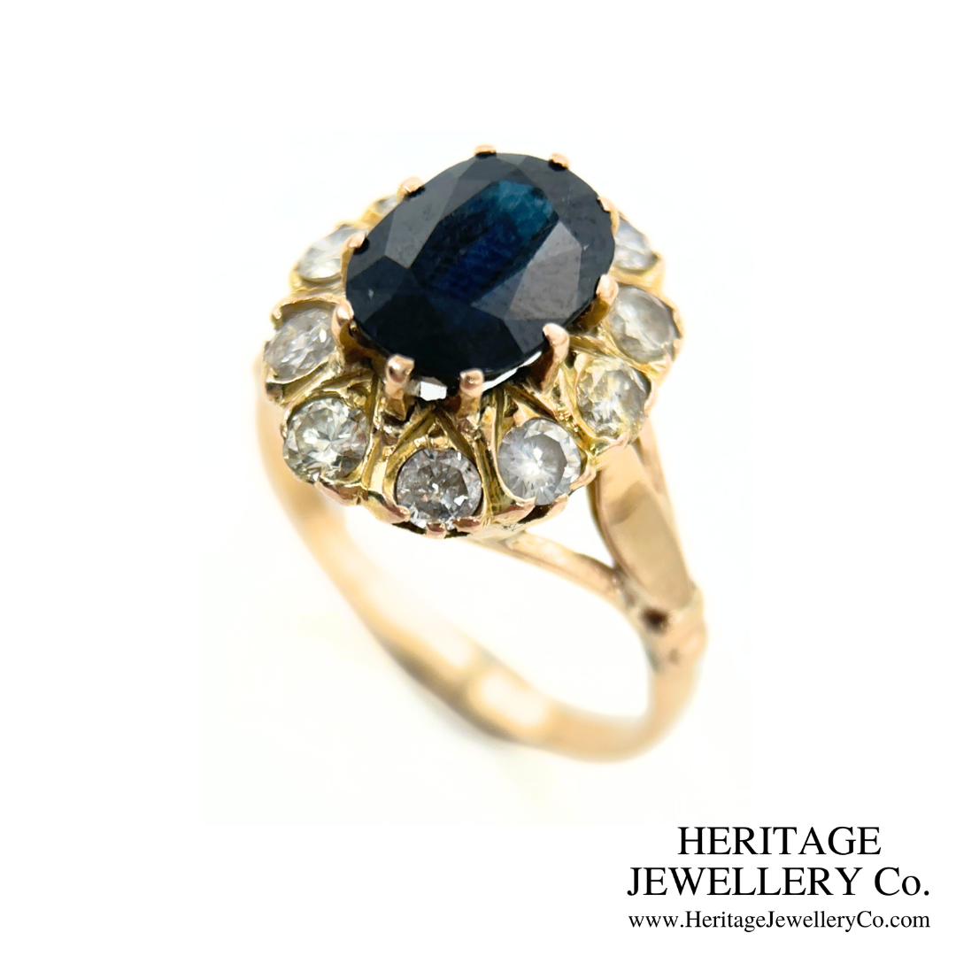 Vintage Sapphire and Diamond Cluster Ring