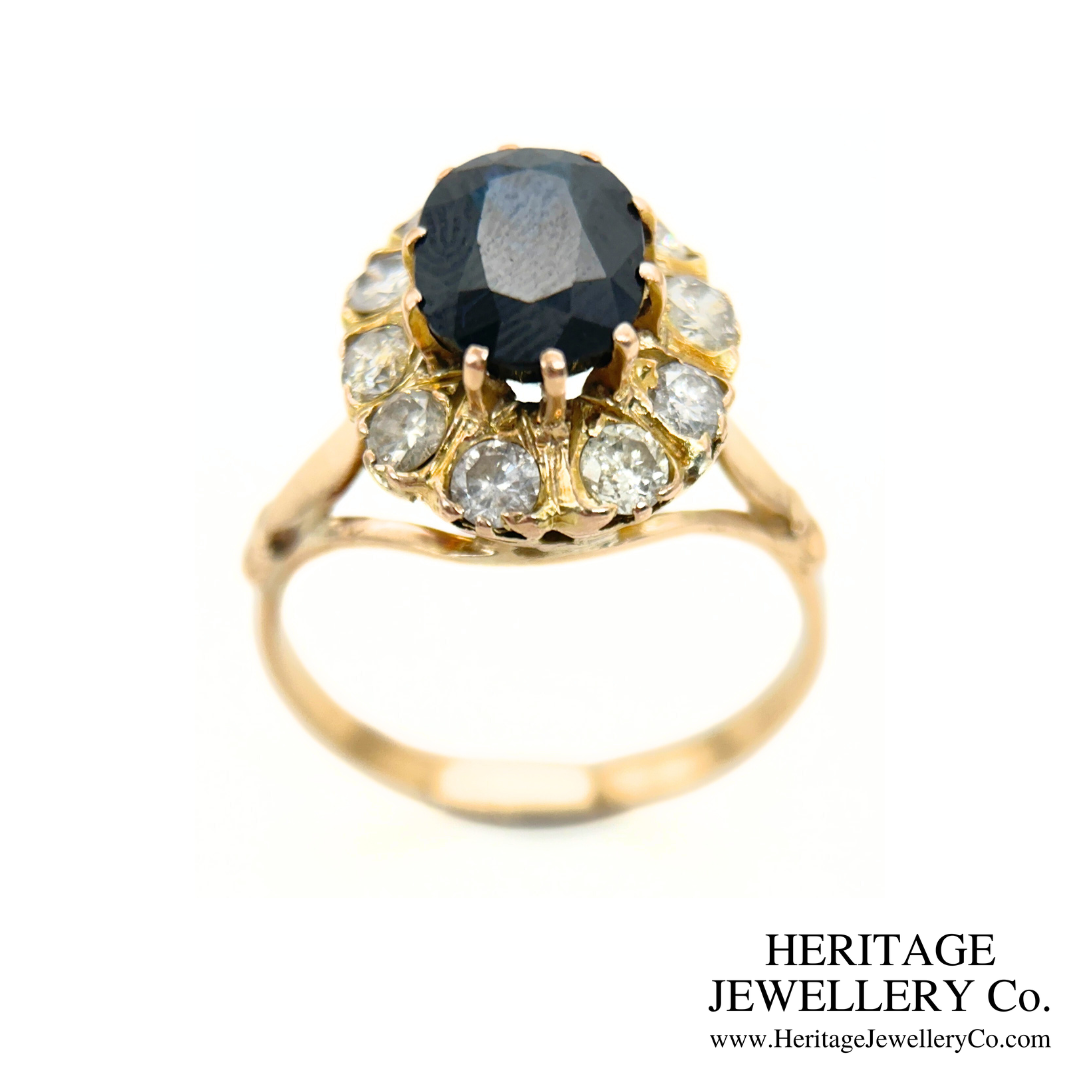 Vintage Sapphire and Diamond Cluster Ring