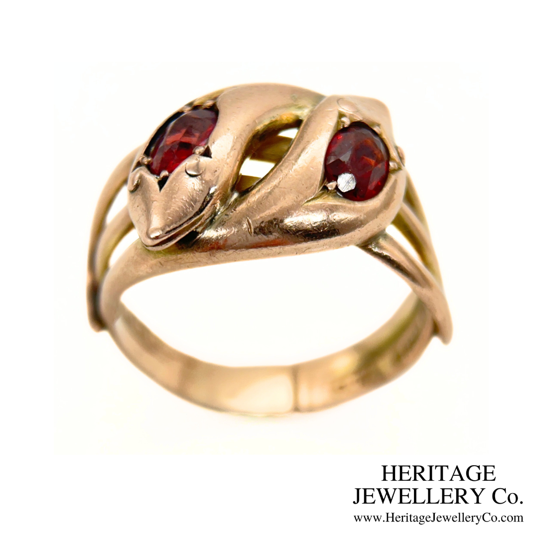 Victorian Garnet Double Snake Ring (c.1883)