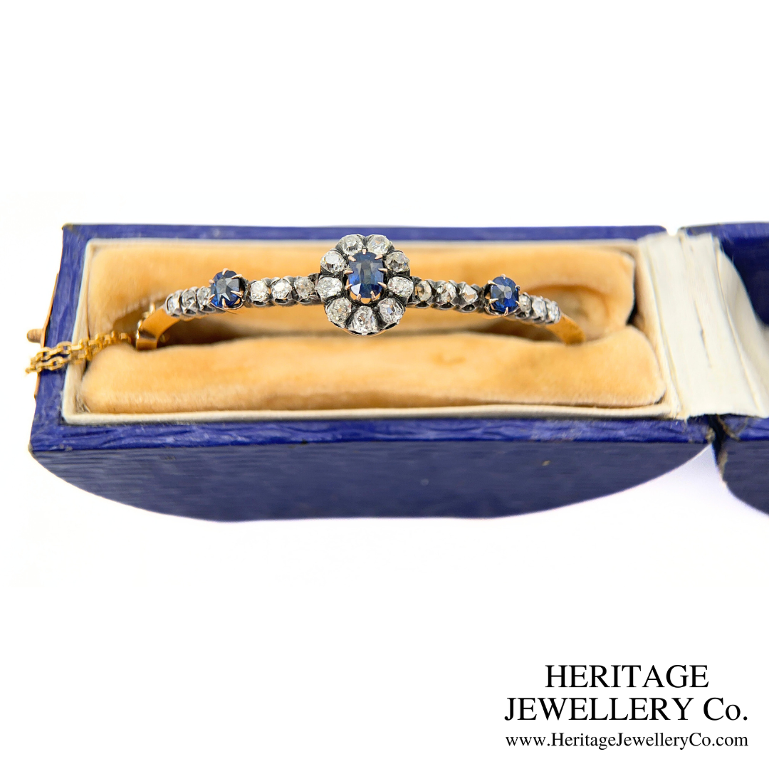 Antique Sapphire & Diamond Bangle (18ct Gold)